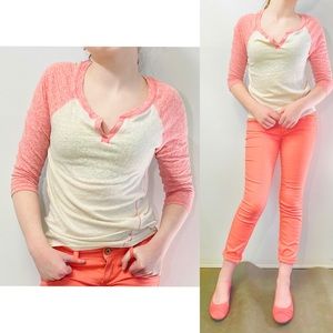 Long sleeve Tee Soft Stretch with stitch style hem